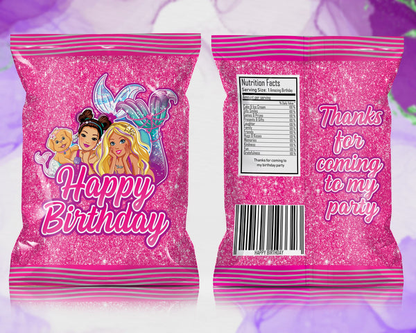 Bolsas De Papas Personalizadas chip Bags Barbie 20pz  Envío gratis